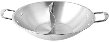 KESOTO Olla Sopera Dividida de Acero Inoxidable, Multifuncional, Fácil de Limpiar para Reuniones Familiares Y Cocinas Comerciales, 42cm
