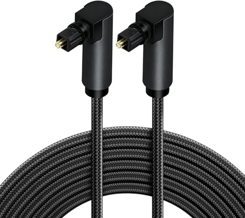 90 Degree Optical Cable 3 Meter, 360 Degree Rotatable Right Angle Optical Audio Toslink Cable Dual 90° Optical for Soundbar to TV Home Cinema S/PDIF PS4 Xbox Stereo System Game Console DVR Speaker