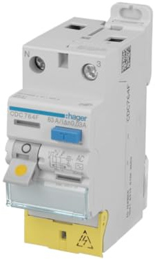 interrupteur différentiel hager - 63a - 30 ma - 2 pôles - type a - vis/vis - bd