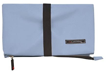 Iris Barcelona Snack Bag Soft Bolsa Porta Alimentos Plegable, Ligera con Goma Ajustable para Guardar Bocadillos, Sándwiches, Fruta, tápers 24 x 14 x 4 cm Cerrada 2,75 l Azul y Gris