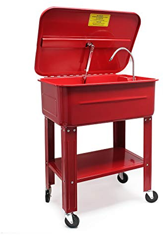 Wiltec Vasca lavapezzi su carrello, vasca carrellata lavaggio pezzi, lavapezzi officina con ruote, capacità 80 l