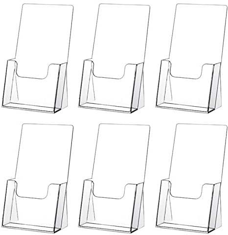 zavekia Acrylic Brochure Holder,6 packs Thicker Countertop Literature Holder Plastic Flyer Display Stand for Magazine (6 packs)