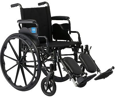 Medline Lightweight Wheelchair for Adults With Swing-Back, Desk-Length Arms, Elevating Leg Rests; 16W x 16D Seat