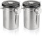 SENENQU 2 Pack 1800ml Airtight Coffee Storage Container, 22oz / 623g Stainless Steel Canister with Date Tracker & Measuring Spoon & CO2 Valve, Kitchen Storage Jar for Beans Nuts Powder