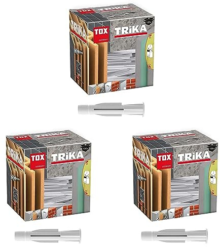 TOX Allzweckdübel mit Kragen Trika 6 x 51 mm, Dübel für fast alle Baustoffe, 100 Stück, 011100061 (Packung mit 3)