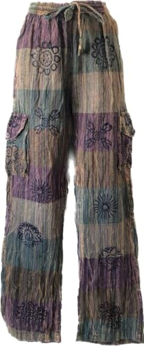 Karma Handicrafts Patchwork Unisex Hippie Gypsy Cotton Trouser Yoga Festival Pants Nepal 503 (US, Alpha, X-Large, Regular, Regular, 503B)