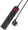Enchufe múltiple ACT Regleta con Interruptor Iluminado, 4 Tomas, Cable de 2 m, Negro AC2440