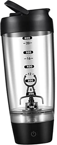 Duiaynke Shaker de protéines électrique portable de 591 ml pour mélanges de protéines, sport, fitness (noir)