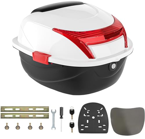 Generic Motorradkoffer Roller Top-Case Motorrad Koffer Helmkoffer Universal Topcase Top Back Box für Motorrad Quad (Color : Weiß)