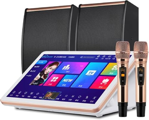 Impianto Karaoke KTV, Impianto Karaoke con Touch Screen Capacitivo da 18,5 Pollici, Uscita 4K, 8TB di Memoria, Microfono Wireless e Amplificatore di Potenza e Controllo Vocale Intelligente White 2T