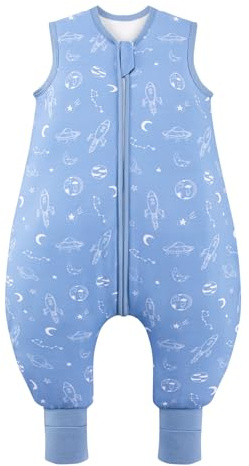 ToyaTec Baby Schlafsack mit Füßen 2,5 Tog Super weich aus Bambusrayon hergestellt,Kinder Schlafsack aus Bambusfaser für den Winter Schlafdecke für Herbst und Winter(Blau,XL)