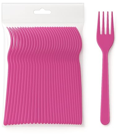 ecodrinks - Forchette in Plastica - Eleganza e Sostenibilità a Tavola - Resistenti Fino a 125°C, Lavabili e Riutilizzabili - Perfette per Eventi, Feste e Picnic (210, Fucsia)