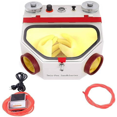 Dual Pen Sandblaster, LED Professional Dental Sandblaster med transparent fönster och fotbrytare, slät och exakt, för porslinständer, smycken