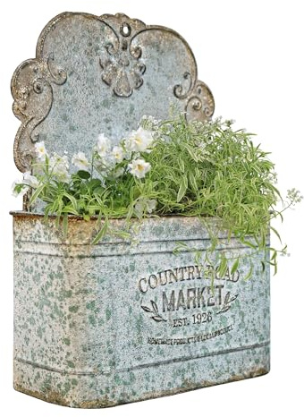 Z&Z ornamentorum Metall Blumentopf Hängend Hängetöpfe für Pflanzen Vintage Blumentöfpe Haken Blumen Hängetopf zum Aufhängen für Balkon Garten Wand Terrasse Innen Außen (Grau)