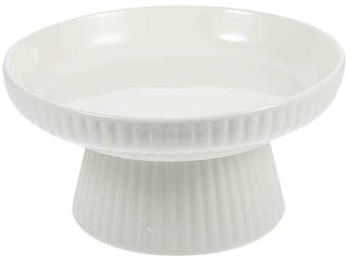 TOKIDNY Porcelain Cake Stand 7-Inch Tall Dessert Plate with Footed Base, Milk White Ceramic Fruit Tray for Party, Chocolate Display and Cupcake Holder for Birthday and Tea Events