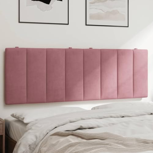 Owoxanthellate Kopfteil Hanko Rosa 140 cm Samt gepolstertes Headboard mit Schaumfüllung und Klett für LED Befestigung Flexibles Bettkopfteil für Schlafzimmer und Boxspringbett
