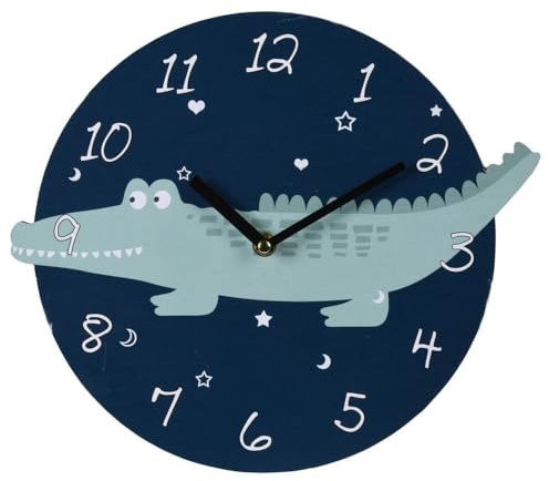 Genérico Reloj de Pared Infantil Silencioso con Forma de Animales para Decoración Divertida de Habitacion para Niños y Bebés/Mecanismo de Cuarzo sin Tic TAC (Cocodrilo)