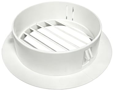 Grille Aeration Ronde 100mm Bouche VMC Double Flux Grille Ventilation Exterieur et Interieur Cache VMC en Plastique Blanc pour Mur Plafond Registres Grilles et Bouches d'Aeration Maison Bureau
