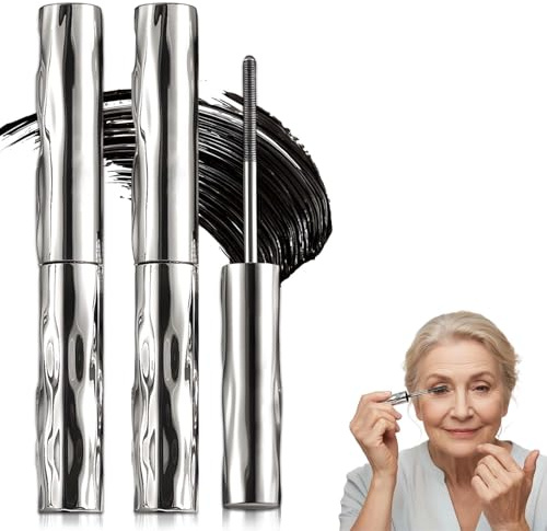 3D Curling Eyelash Iron, 2026 Schwarz Metal Mascara mit Metallbürste, Wimpernserum Natürliche Länge Und Schlankes Volumen Wasserfest Schnell Trocknend Und Wischfest für Lange Wimpern (2Pcs)