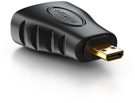 deleyCON HDMI to Micro HDMI Adaptor - Female HDMI to Micro HDMI Connector 4k Ultra HD UHD 1080p Full HD Video Adaptor - Black