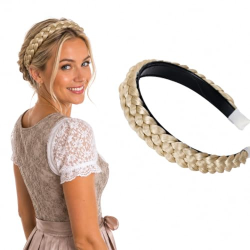 CAISHA Haarreifen Zopf Geflochten Haarteil Haarband Hellblond HR4