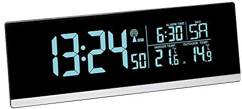 TFA Dostmann 60.2548.01 de Radio Despertador Digital con Cambio de Color y Temperatura Exterior (Negro con baterías)