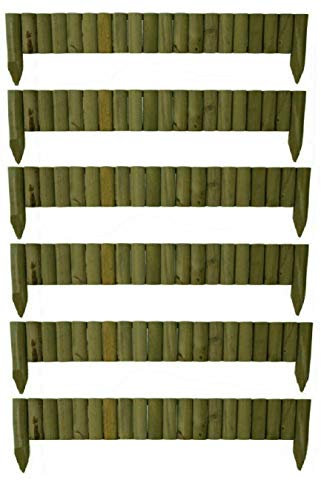 6 X 1M Log Roll Border Fixed Picket Fence Panel Edge Garden Patio Outdoor Lawn Edging