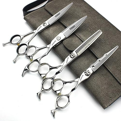 SHARONDS professionelle Friseurschere 6 Zoll Haarschneideschere 440C Salonschere Friseur Effilierschere Set 30-35% Ausdünnungsrate (6 Zoll -4pc-A)