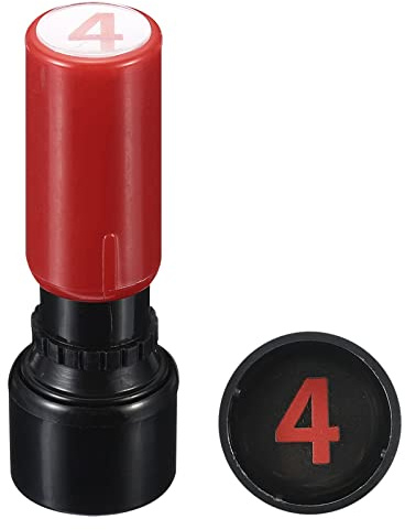 PATIKIL Numero Timbri Auto Inchiostrazione, Numero 4 Plastica Piccolo Numero Timbro Numero Timbro Iniziale Timbro per Classe Scrapbooking Arte, Rosso Conchiglia