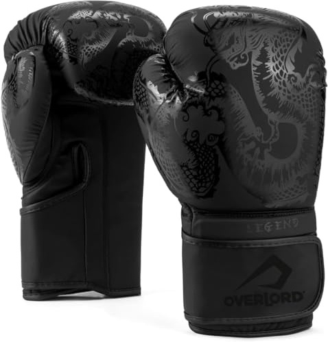 Overlord® Boxhandschuhe Legend I Kickboxing, Sparring, Box, MMA I Boxhandschuhe Männer I Boxing Gloves in verschiedenen Größen (Schwarz, 12 oz.)