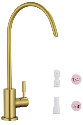 Tohlar Drinking Water Faucet for Kitchen Sink, Gold Filtered Water Faucets Lead-Free Reverse Osmosis Tap Water Filtration System 304 Stainless Steel, Brushed Gold Finish