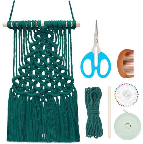 INFUNLY Weihnachtsbaum-Makramee-Set Makramee-Wandbehang Makramee-DIY-Set Für Anfänger Handarbeit Makramee-Aufhängeset Makramee-Starter-Set Ornamente Für Weihnachten Heimdekoration Mit Anleitung