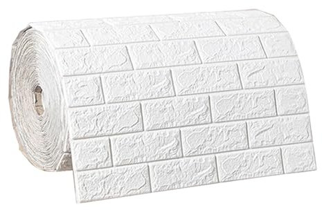 Colcolo Panneaux muraux en fausse brique, autocollant mural 3D, papier peint en mousse texturé moderne, imperméable pour buanderie, salon, cuisine, Blanc