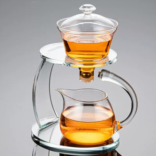 YoeEoay Lazy Kungfu Glasteeservice, Halbautomatisches Teeset, Teekanne Mit Magnet, Chinesisches/Japanisches Lazy Tea Set Für Teeliebhaber(A)