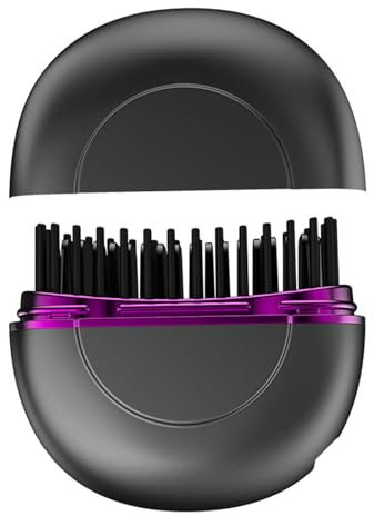 Colexy Direct Mini Wireless Hair Straightener, Small Straightener Brush, Portable, Black, Ceramic and Tourmaline Plates, 3 Heat Settings, 10 Sec Quick Heat, Hair and Beard