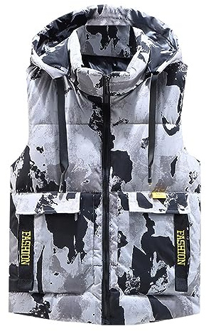 gilet uomo invernale, Gilet in Piumino Mimetico per Uomo Stile Sportivo e Casual, Giacca Militare Uomo Smanicato da Lavoro, Gilet Imbottito Uomo con Cappuccio, Taglie Forti, Comfort e Funzionalità