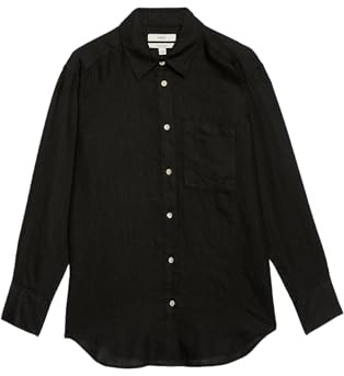 Marks & Spencer Camicia Oversize in Puro Lino Stile Girlfriend (Nero|40) da Donna Nero 40
