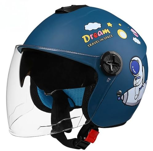 Casco Infantil, Casco Abierto para Moto, Casco Infantil para Bicicleta O Patinete con Visera, Casco Ligero Multideporte, Homologado ECE 3,(50-56CM)