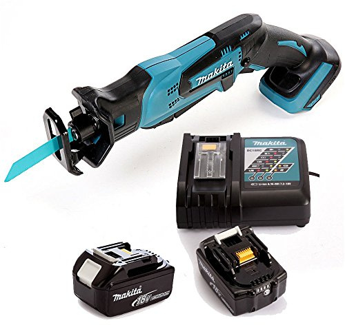 Makita DJR183Z 18V Li-ion Mini Reciprocating Saw + 2 x 3Ah Batteries & Charger