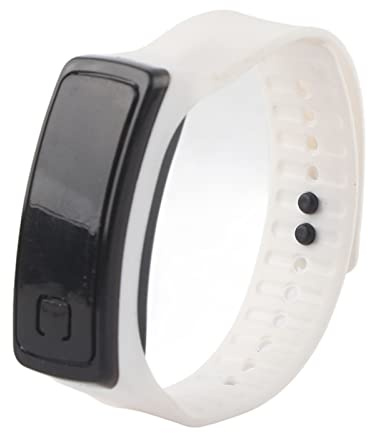 Wasserdichte LED-Armbanduhr Outdoor-Sportuhr für Kinder und Frauen (Weiß) mit Sport-Silikonband, Digitales 12-Stunden-Zifferblatt, Elektronische Anzeige, Smart-Armband und Verschluss