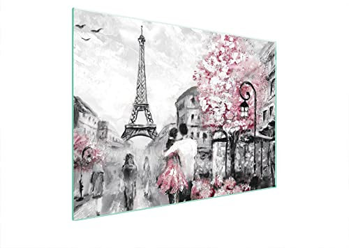 DarHaus Copri piano cottura induzione 70x52 cm copertura per piano cottura in vetroceramica 1 pezzi universale per piastre di cottura paraspruzzi tagliere in vetro temprato, Parigi rosa