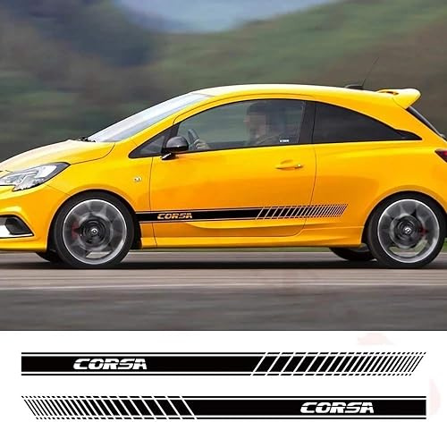Auto Seitenschweller Aufkleber für Opel Corsa C E D, Seitenstreifen Rock Dekor Karosserie Tür Außen Zubehör, A-Black