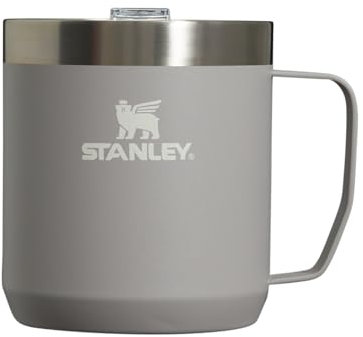 STANLEY Stay Hot Camp Mug - Durable 18/8 Stainless Steel Insulated Mug - Splash-Free Tritan™ Drink-Thru Lid - 12 OZ - Ash 2.0