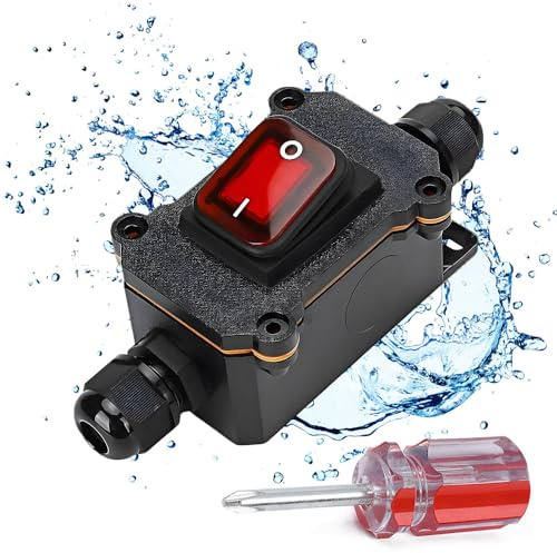 mizikuu Wasserdichter Inline Schalter, 20A 12V DC DPST 4 Polig Kabelschalter Maschinenschalter IP67 Wippschalter Kabelschalter Auf Beiden Seiten Ein Und Ausgang Zwischenschalter