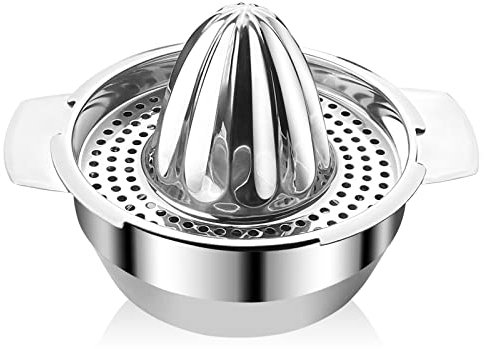 Ceisazira 300ml Zitronenpresse Edelstahl, Zitruspresse Manuell mit Behälter Spülmaschinengeeignet, Zitronen Entsafter für Zitrusfrüchte Zitronen und Orange Grapfruit