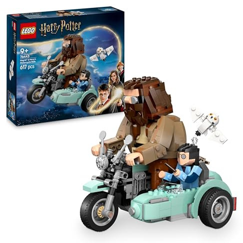 LEGO Harry Potter Hagrid & Harry’s Motorcycle Ride - Play and Display Motorbike Toy with a Sidecar & Hedwig Owl Figure - Wizarding World Gift for 9+ Year Old Girls & Boys - 76443