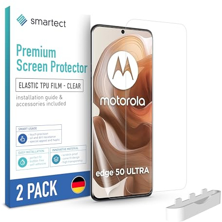smartect TPU Pellicola Protettiva 2 Pezzi per Motorola Edge 50 Ultra | Schermo Protettivo HD Anti Graffio, Senza Bolle, Ultra Trasparente, Compatible Impronte Digitali, Compatible Cover