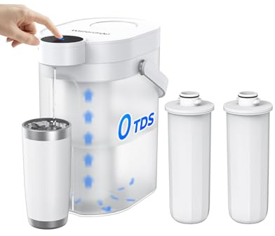 Waterdrop 0 TDS Zero TDS Water Rechargeable Water Filter Dispenser, 5-Stage Instant Electric Powerful Pitcher, Reduce Chlorine, Lead, 15-Cup Countertop Water Filtration System with 2 Filter, White