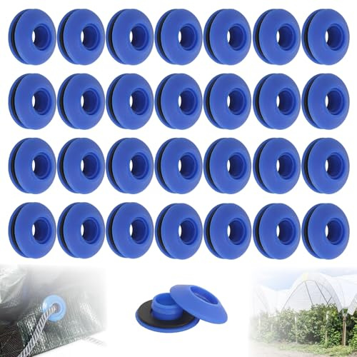 50 Pièces Œillets en Plastique pour Bâche, Ensemble d'oeillets en Plastique, Convient aux Tentes, Bâches de Piscine, Rideaux, Tapis de Sol, Bâches d'auvent (28 x 28 x 12 mm） (Bleu)