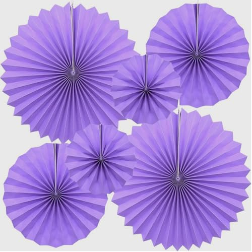 Papierfächer Dekoration 6 Stück, Lila Dekofächer, Papier Fächer, Seidenpapier Pompons, Dekorpapier Blumenpuscheln Papier, für Hochzeit Geburtstag Sommer Tischdeko Gartenparty